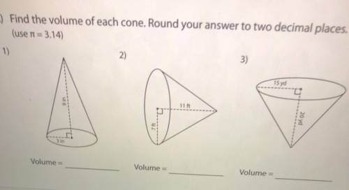 Find the volume of each cone.