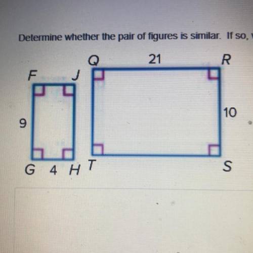 Determine whether the the pair of figures is similar. if so write the similarity statement and scal