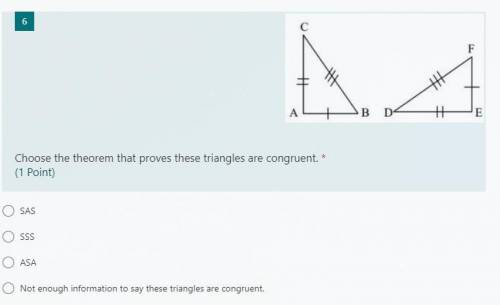 Choose the theorem that proves these triangles are congruent.