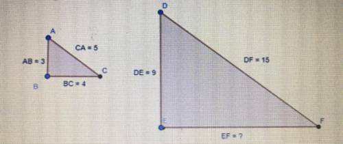 Triangle ABC is similar to triangle DEF. how long is EF?
A) 4
B) 10
C) 14
D) 12