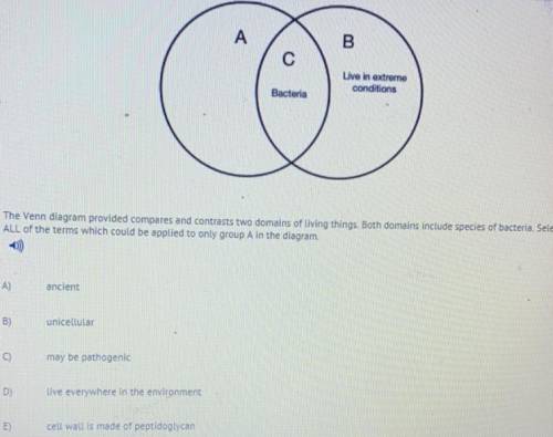 The Venn diagram provided compares and contrasts two domains of living things. Both domains include