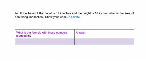 If the base of the panel is 31.2 inches and the height is 18 inches, what is the area of one triang
