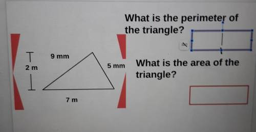 PLEASE HELPPPP!

what is the perimeter of the triangle? what is the area or the triangle?​