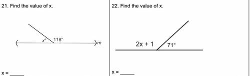 6. Find the measure of angle x, y and z. 
7. Find the measure of x.