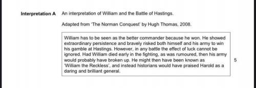 How convincing is Interpretation A about William the Conqueror and the
Battle of Hastings?