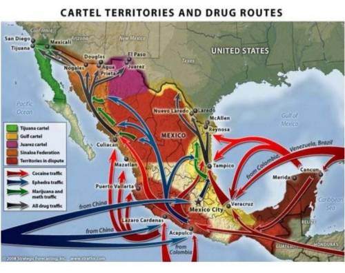 The end destination of drug routes are located 1) ___________________________. Some of the destinat