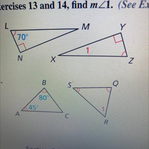 Find m<1. B 80 A 45 C S Q 1 R