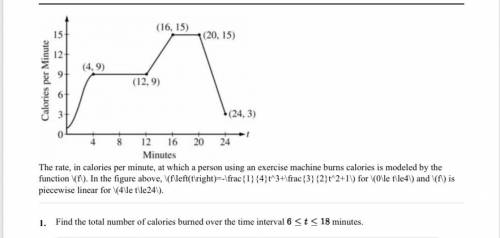 Find the total number of calories burned over the time interval 6<_ y <_