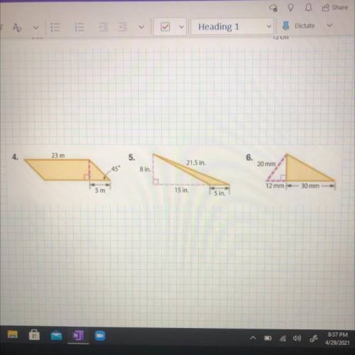Find the area of each parallelogram or triangle