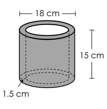 The figure below shows a section of a metal pipe. How much metal was used to create the section of