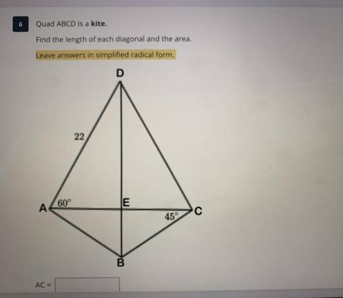 Find the length of each diagonal and the area