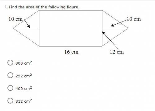 Find the area of the following figure.