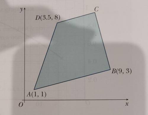 AB is parallel to DC and BC is perpendicular to AB.

a Find the coordinates of C.b Find the area o
