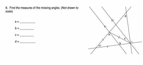 How do I solve this?
Find the measures of the missing angles. (Not drawn to scale).