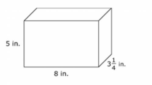 A right rectangular prism is shown. What is the volume, in cubic inches, of the prism.