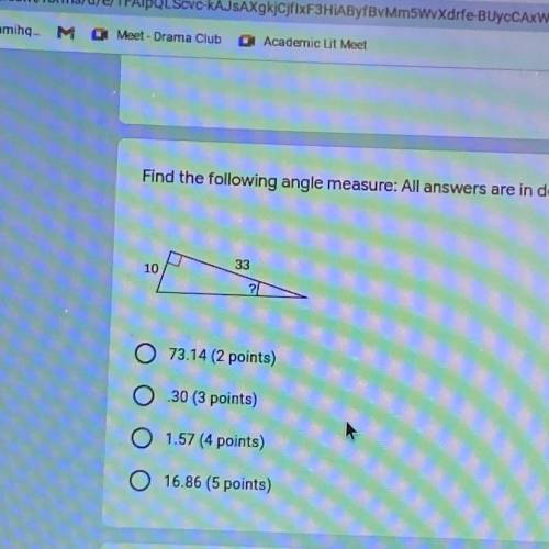 Find the following angle measure: All answers are in degrees
