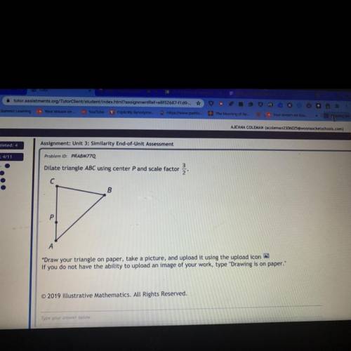 Dilate triangle ABC using center P and scale factor

.
3
2
С
B
Р
A
*Draw your triangle on paper, t