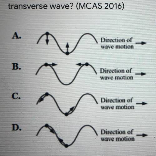 Which of the following diagrams represents the motion of particles in a
transverse wave?