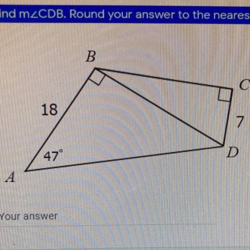 FIND M< CDB. Round you answer to the nearest tenth.