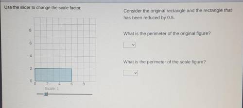 Use the slider to change the scale factor. Consider the original rectangle and the rectangle that h