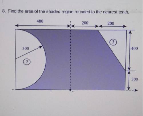 Find the area of the shaded region rounded to the nearest tenth.