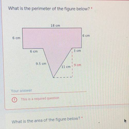 What is the perimeter and area of the figure?