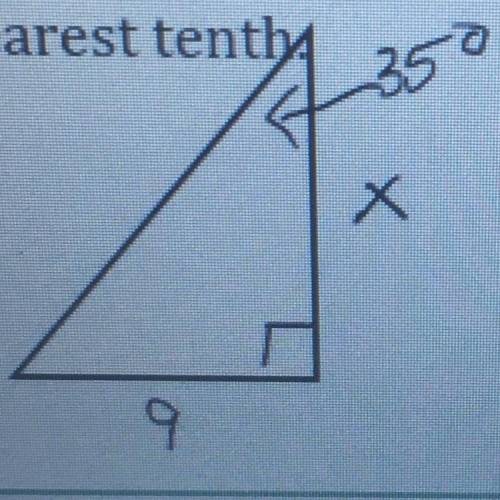 1) Find the value of x. Round to the nearest tenth.