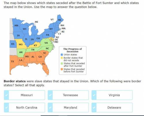 Which of the following were border states? Select all that apply.