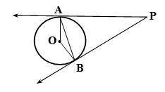 Given: PA tangent to circle k(O) at A and PB tangent to circle k(O) at B. 
Prove: m∠P=2·m∠OAB
