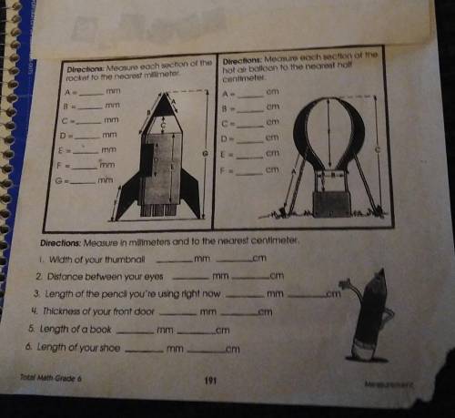 Directions: Measure each section of the rocket to the nearest millimeter.

A =______ mmB = ______
