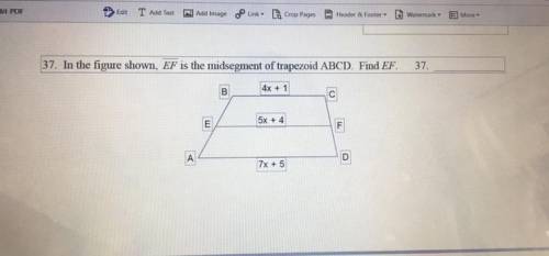 In this figure shown, EF is the mid segment of trapezoid ABCD. Find EF.