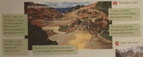 Photo D shows a hydroelectric dam

in Sarawak, Malaysia. Evaluate twopossible environmental impact