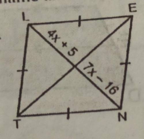 For this parallelogram (a) choose the best name and then (b) find the value of x and y.​