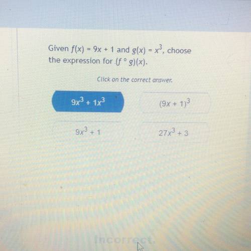 Given f(x) = 9x + 1 and g(x) = x?, choose
the expression for (fºg)(x).