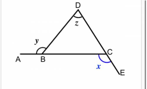 4

A, B & C lie on a straight line. 
D, C & E lie on a different straight line.
Angle 
y
=
