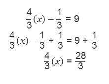 Examine the worked problem and solve the equation.The solution is x =