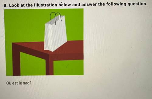 Look at the illustration below and answer the following question.
Où est le sac?