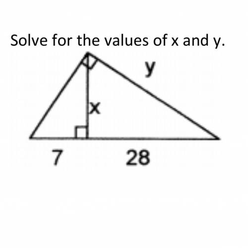It would be greatly appreciated if someone could help me 
Solve for the values of x and y.