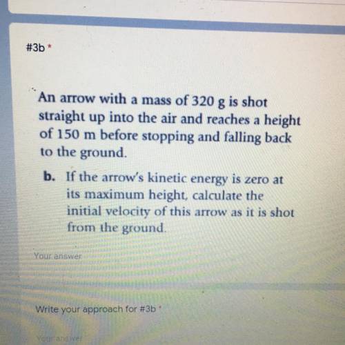 If the arrow’s kinetic energy is zero at it’s maximum height, calculate the initial velocity of thi
