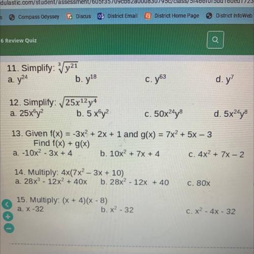 Can somebody give me the answer for question 13 ?