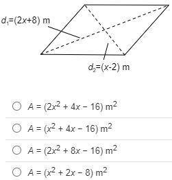 Identify the area of the rhombus. HELP PLEASE!!!