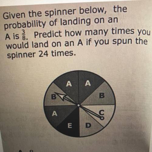 ANSWER ASAP CORRECT ANSWER GETS BRAIN THINGY!!!

Given the spinner below, the
probability of landi