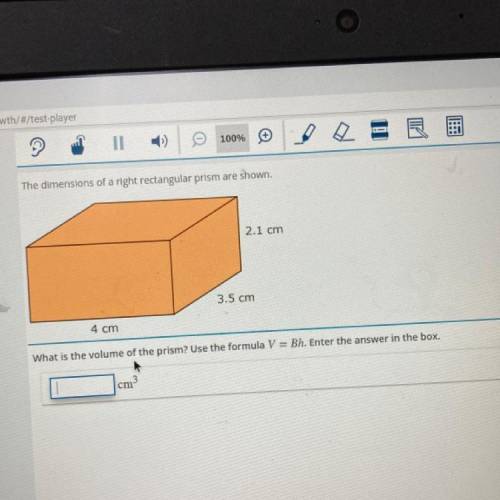 The dimensions of a right rectangular prism are shown.

2.1 cm
3.5 cm helpppp plzzz
4 cm
What is t