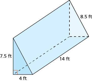 Find the surface area of the prism in square Find the surface area of the prism.
