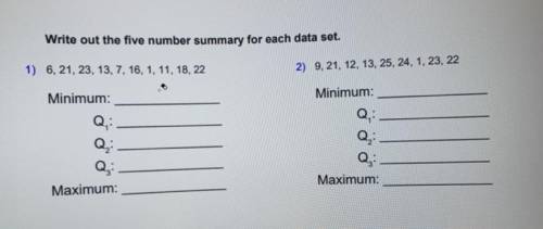 Write out the five number summary for each data set.