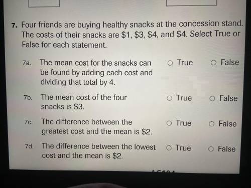 Four friends are buying healthy snacks at the concession stand.The costs of their snacks at $1,$3,$