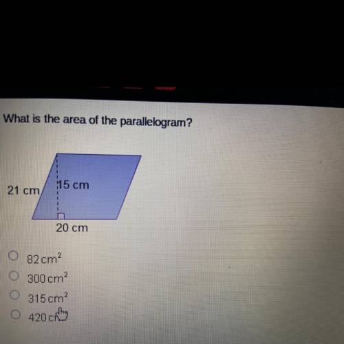 What is the area of the parallelogram?
1
115 cm
21 cm
1
20 cm