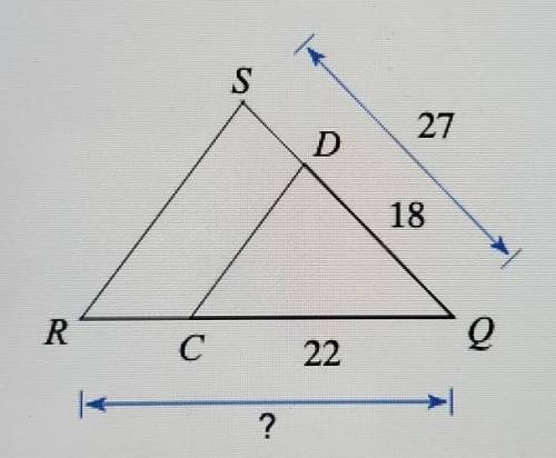 Find the missing length. The triangles in each pair are similar.

A. 47 B. 38 C. 45 D. 33 ​​