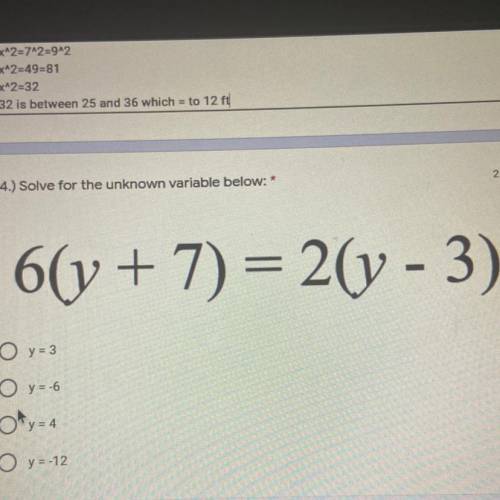 Solve for unknown variable