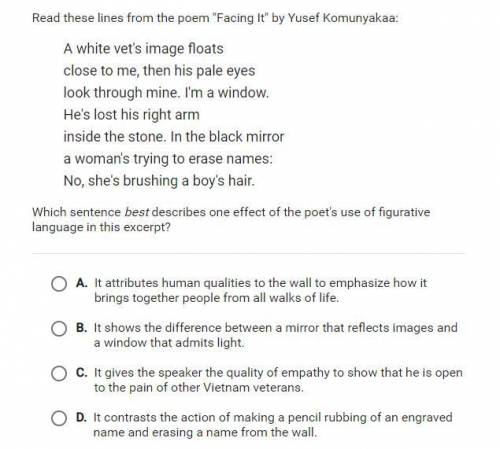 Which sentence best describes one effect of the poet's use of figurative language in this excerpt?